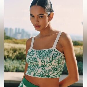 Anthropologie Celandine Knit Square Crop Tank Top